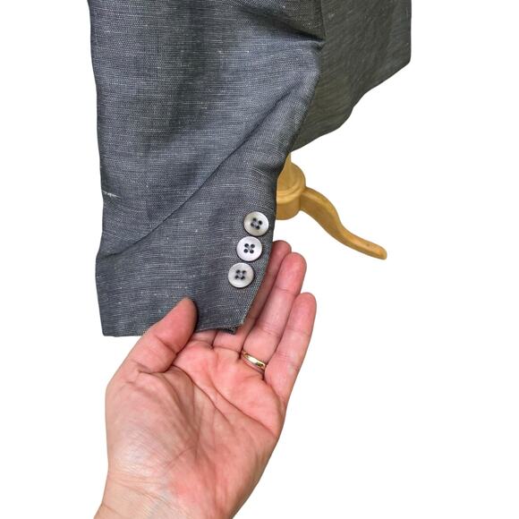 DKNY Blazer Sz 4 Linen Silk Blend Long 2 Button Lightweight Minimalist Preppy - Picture 5 of 13